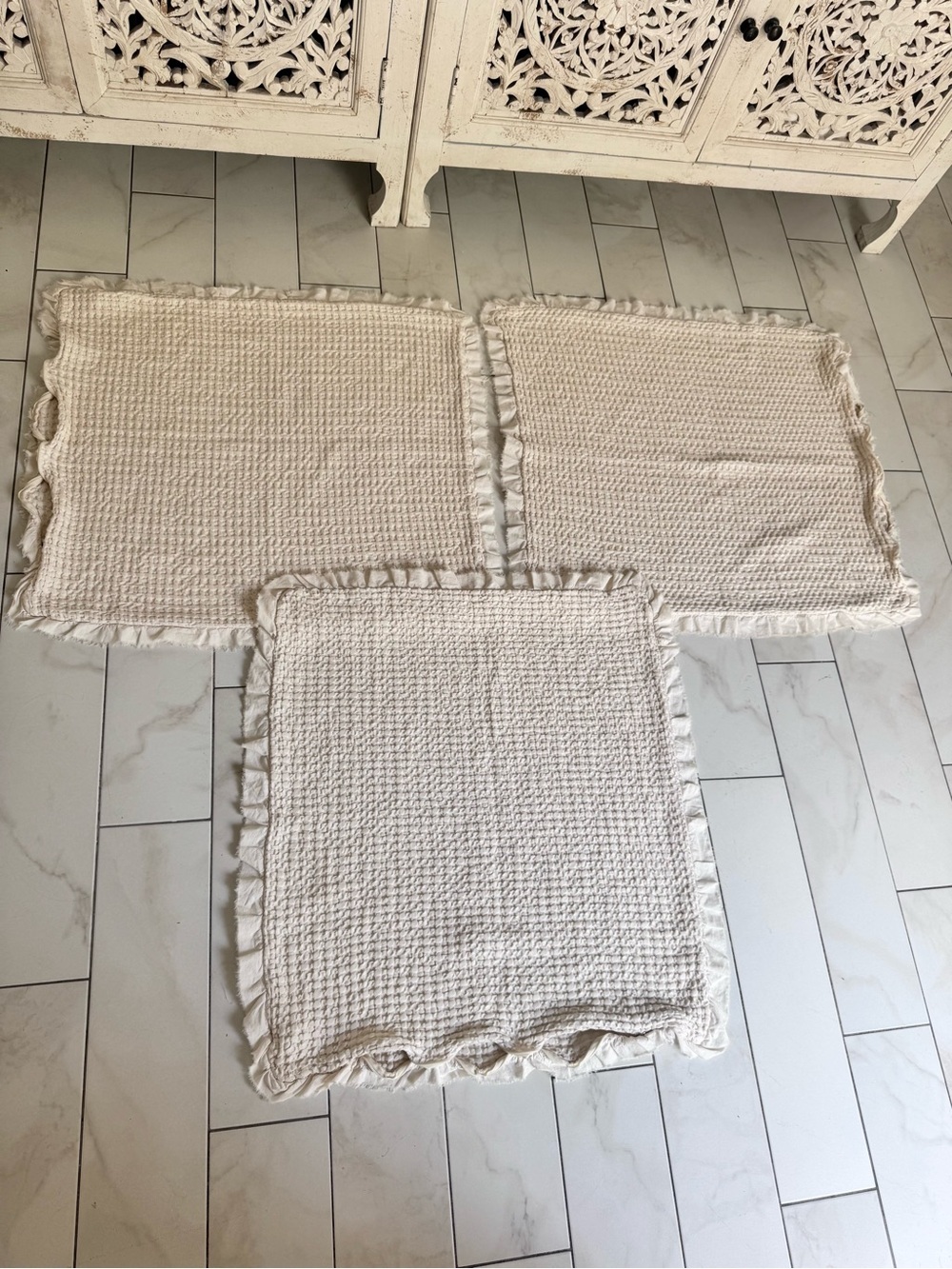 INUP Home Cream Colored Euro Sham Pillow Cover Set (3)